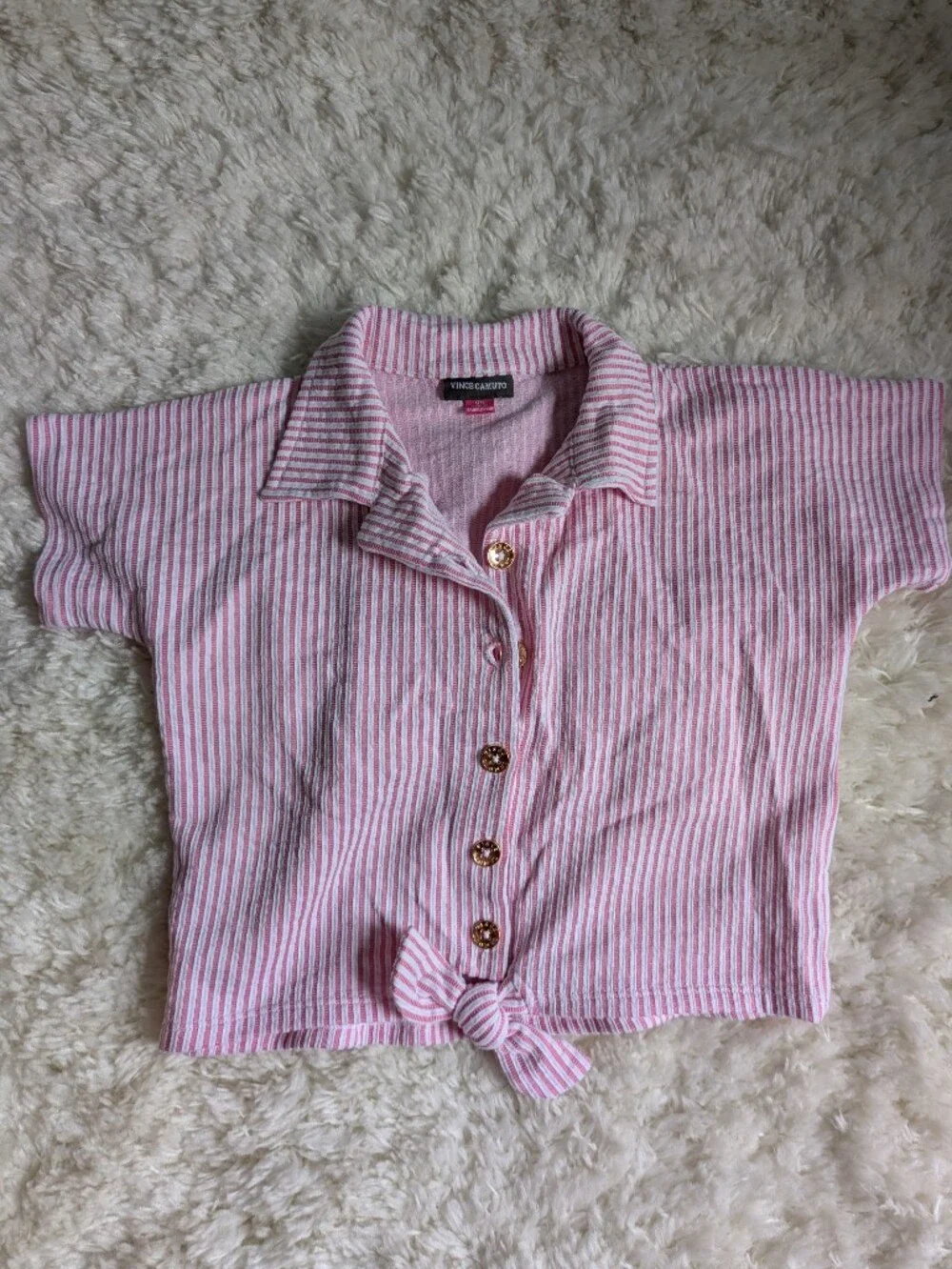 EUC Vince Camuto Girls 6X Pink and White Striped Two-Piece Set